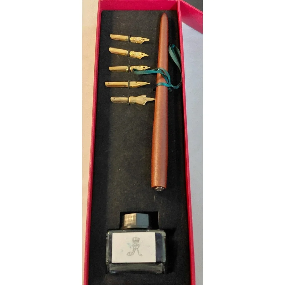 Vintage Prussian Palaces & Gardens Calligraphy Dip Pen Set 5 Nibs Ink Boxed